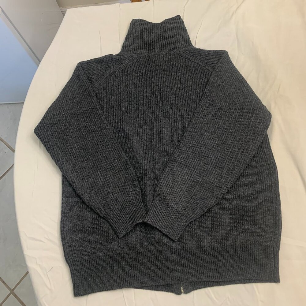 Men's High-Collar Zip Cardigan Sweater - Olive - Picture 5 of 7